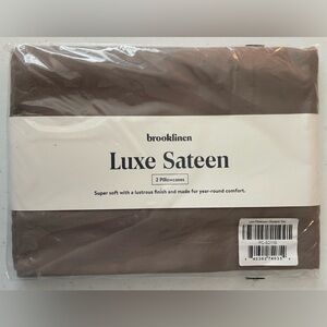 Brooklinen Luxe Sateen Pillowcase Standard Set Oak Brown Cotton